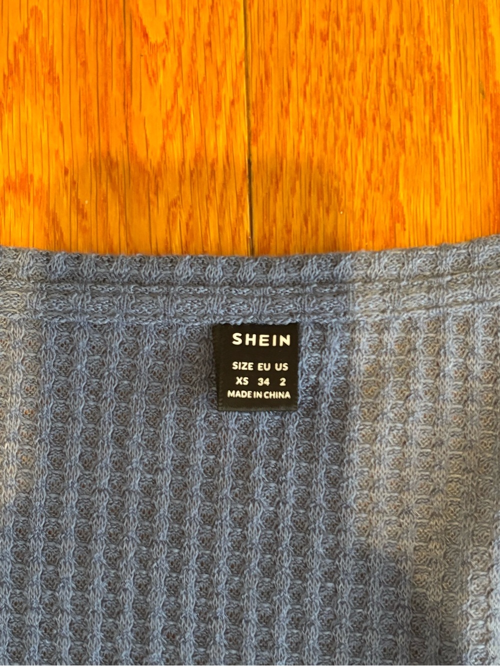 Long Sleeve Blue Waffle Knit Crop Top - Picture 6 of 6